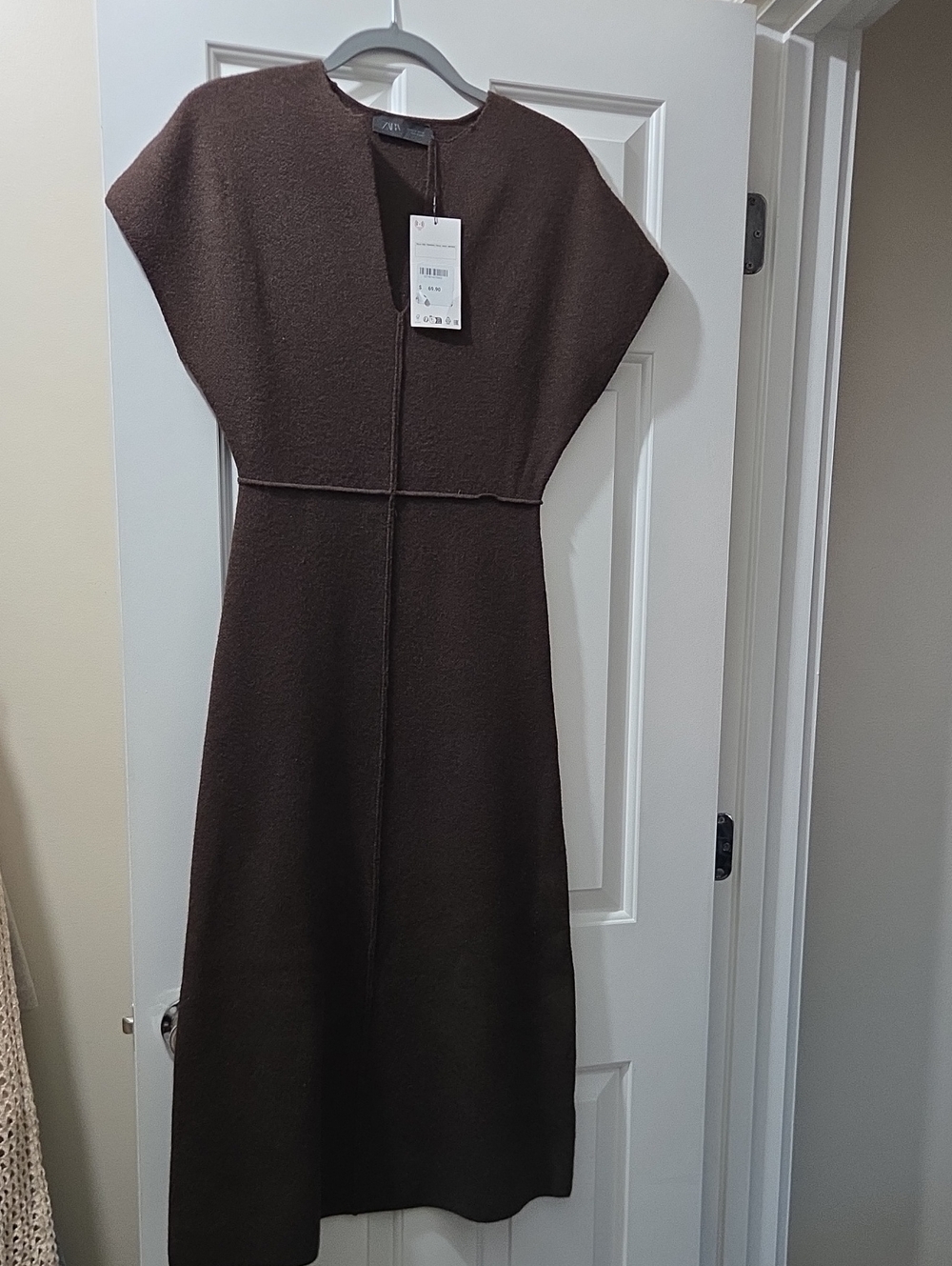 Zara | Dresses | Zara Chocolate Brown Knit Midi Dress